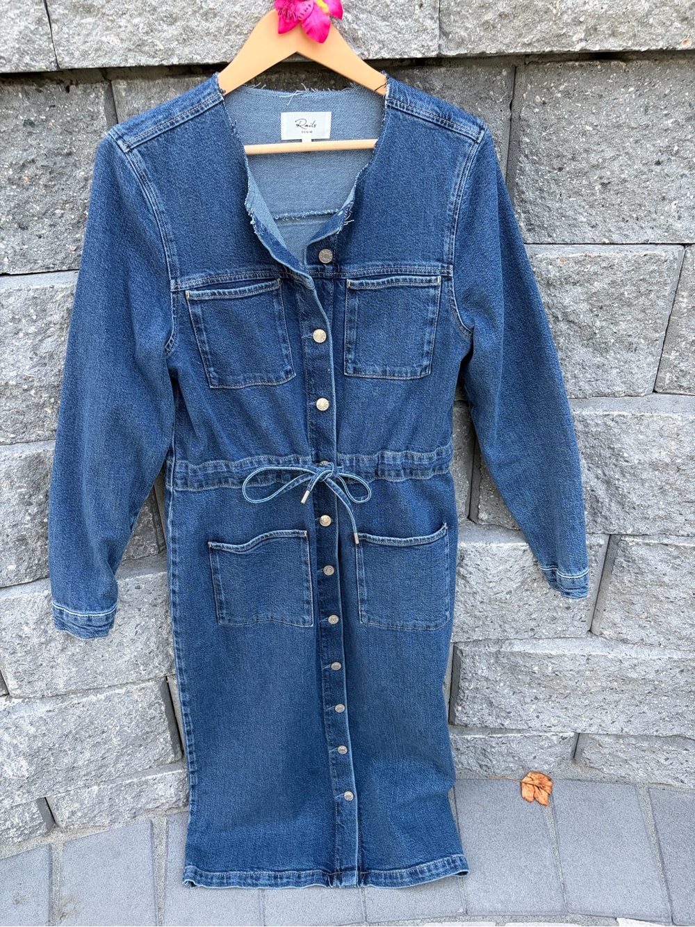 Rails Denim Button-Front Midi Dress in Blue Size Large